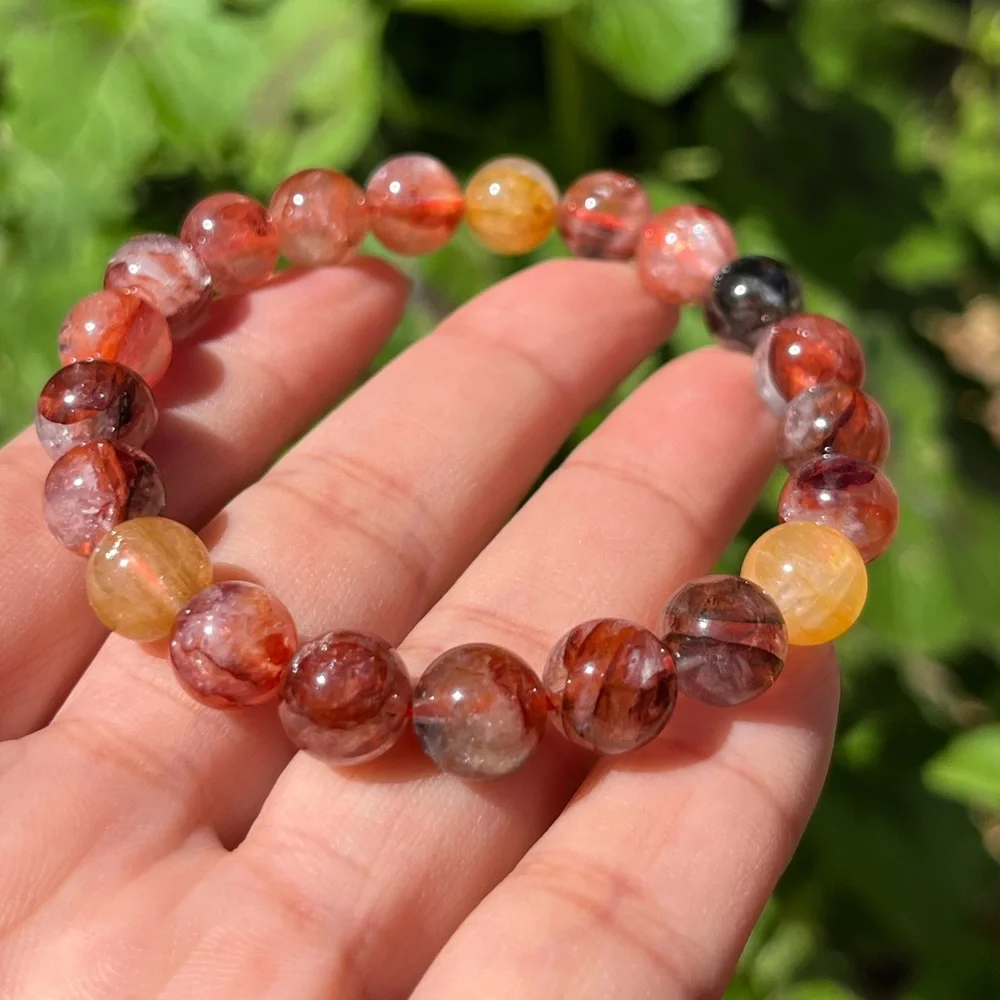 9mm stretchable fire Quartz golden healer bracelet‎
